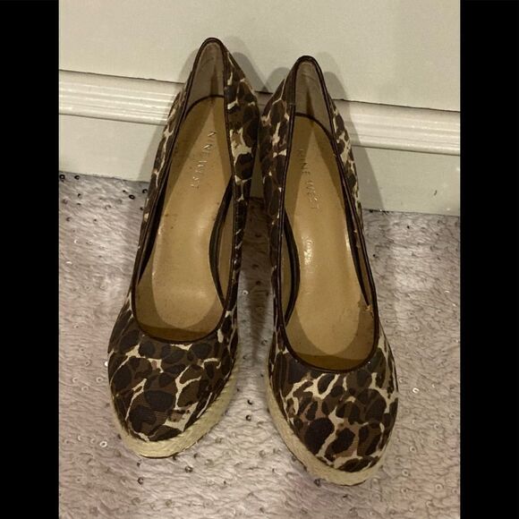 Nine West Leopard Heels Sz 6 - Picture 2 of 7
